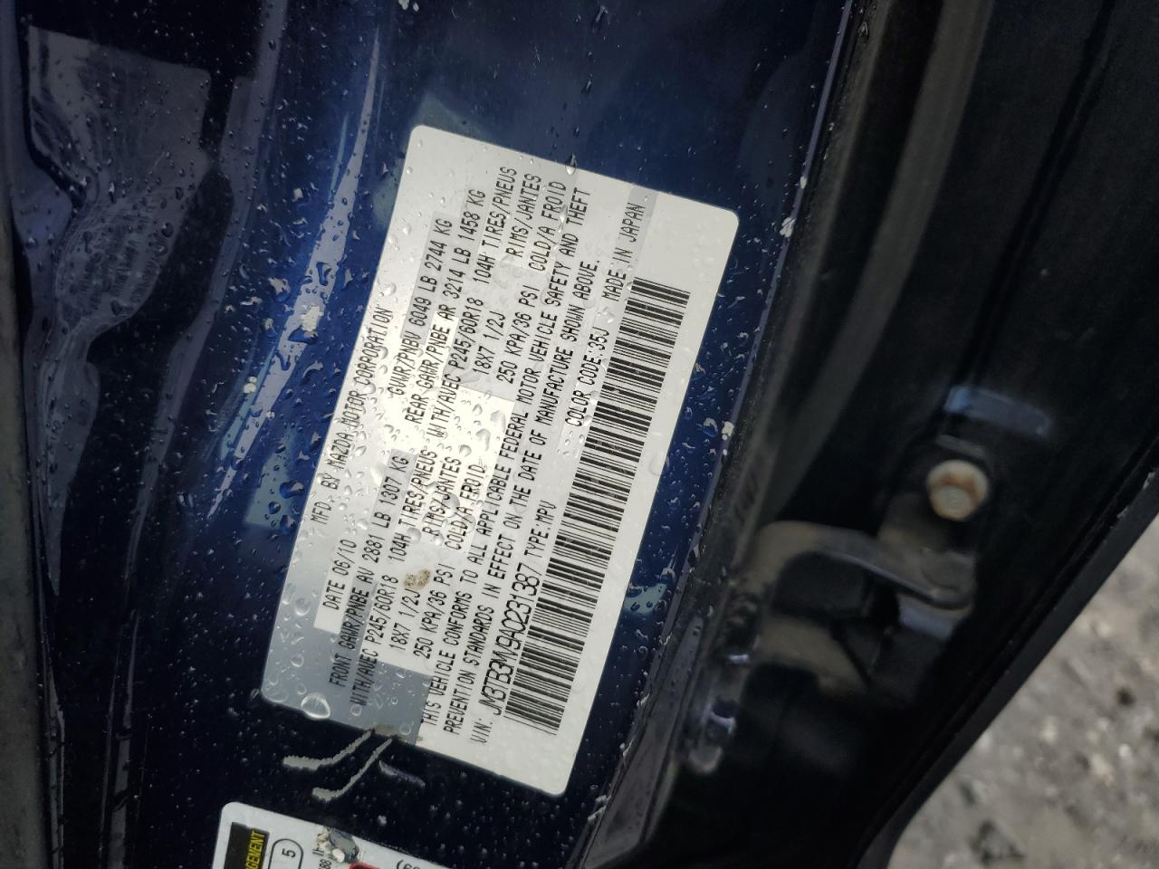 JM3TB3MV9A0231387 2010 Mazda Cx-9