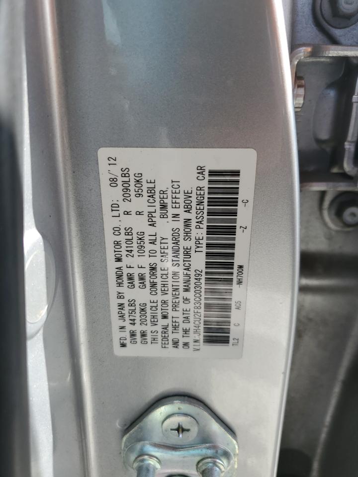 JH4CU2F83CC030492 2012 Acura Tsx Se