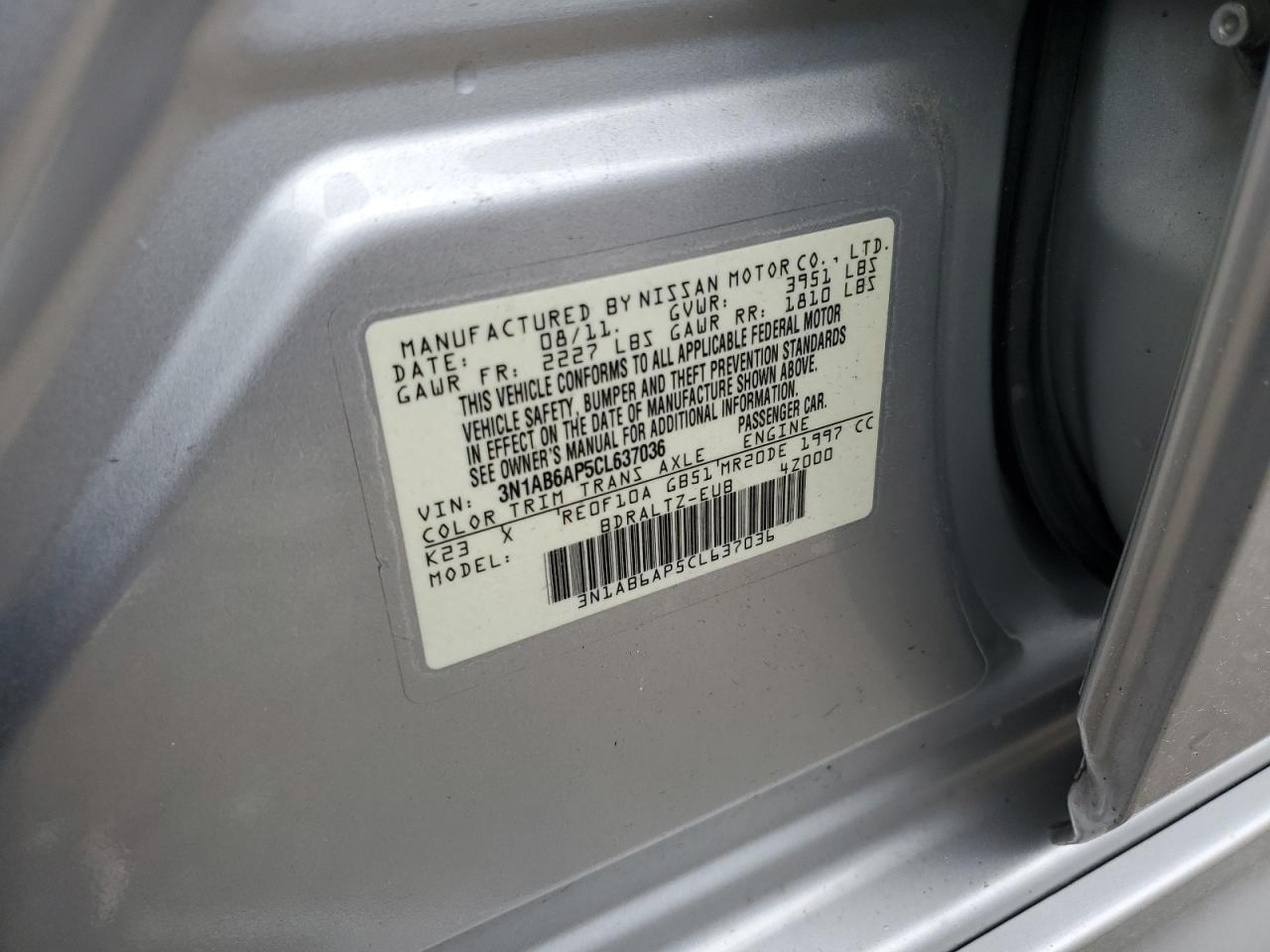 3N1AB6AP5CL637036 2012 Nissan Sentra 2.0