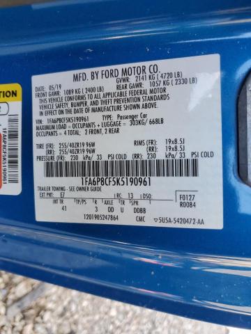 2019 Ford Mustang Gt VIN: 1FA6P8CF5K5190961 Lot: 55919404