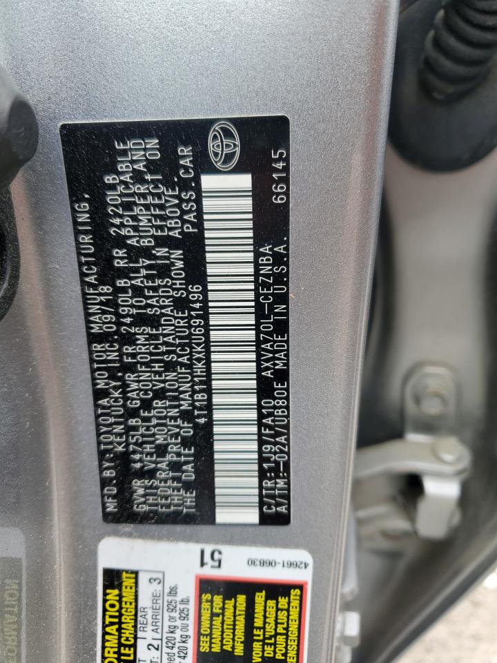 4T1B11HKXKU691496 2019 Toyota Camry L