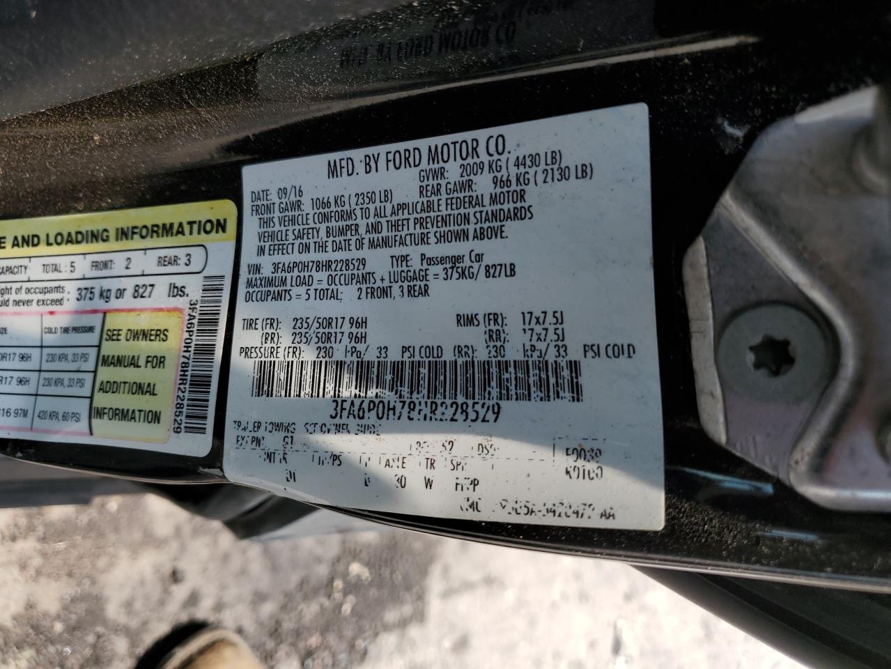 3FA6P0H78HR228529 2017 Ford Fusion Se