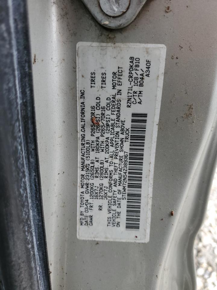 5TEWM72N54Z389367 2004 Toyota Tacoma Xtracab