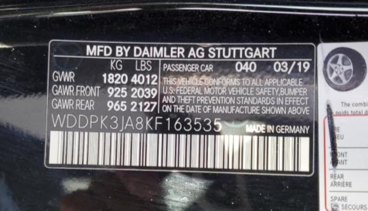 WDDPK3JA8KF163535 2019 Mercedes-Benz Slc 300