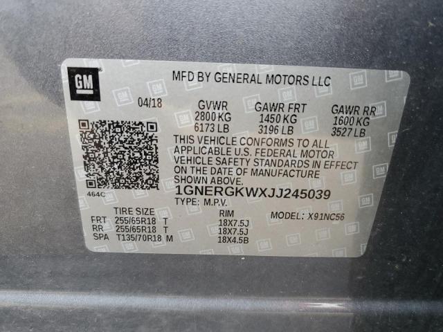 2018 Chevrolet Traverse Lt VIN: 1GNERGKWXJJ245039 Lot: 54986774