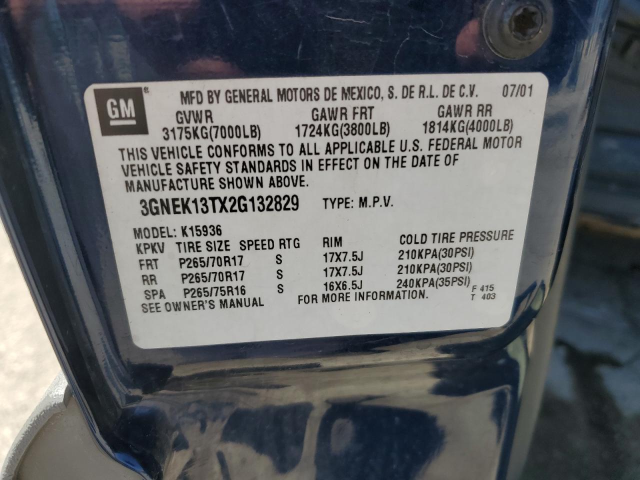 3GNEK13TX2G132829 2002 Chevrolet Avalanche K1500