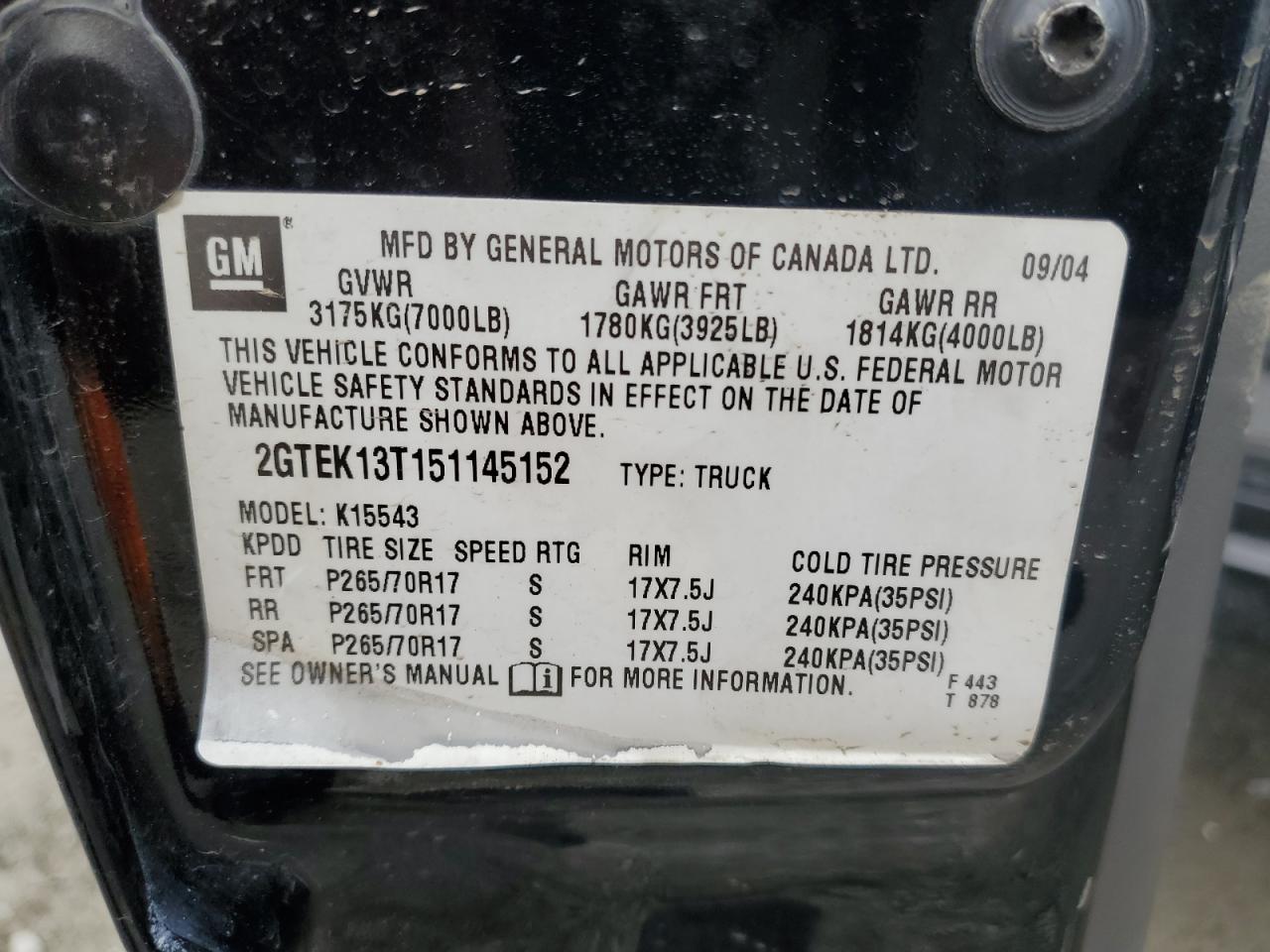 2GTEK13T151145152 2005 GMC New Sierra K1500