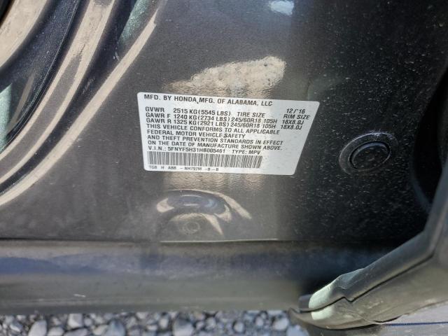 2017 Honda Pilot Ex VIN: 5FNYF5H31HB005461 Lot: 56512704