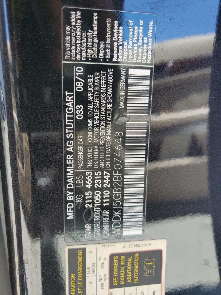 WDDKJ5GB2BF074648 2011 Mercedes-Benz E 350