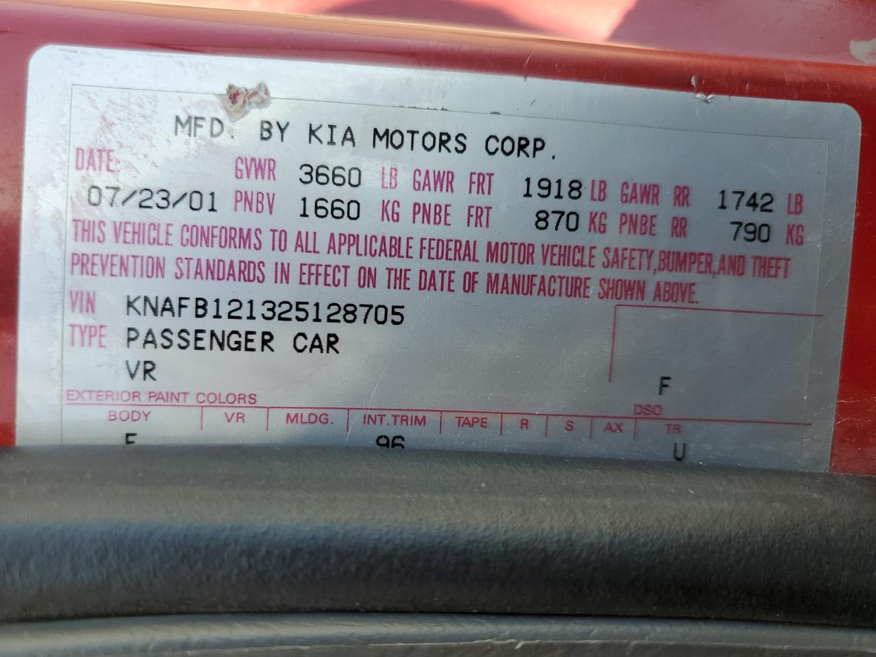 KNAFB121325128705 2002 Kia Spectra Base