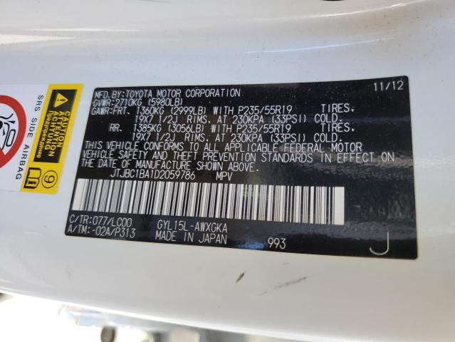 2013 Lexus Rx 450 VIN: JTJBC1BA1D2059786 Lot: 57272274