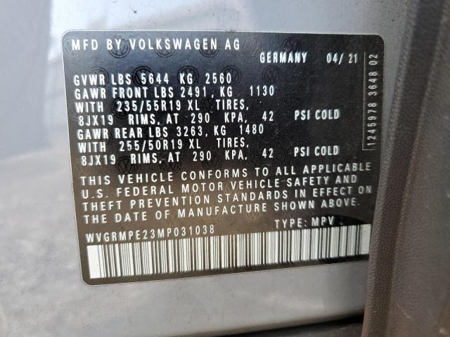 2021 Volkswagen Id.4 Pro VIN: WVGRMPE23MP031038 Lot: 53882714