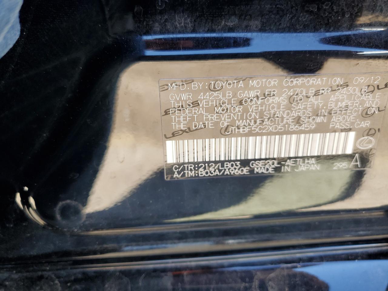 JTHBF5C2XD5186459 2013 Lexus Is 250