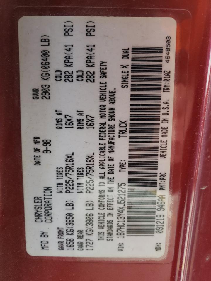 1B7HC13Y4XJ521275 1999 Dodge Ram 1500