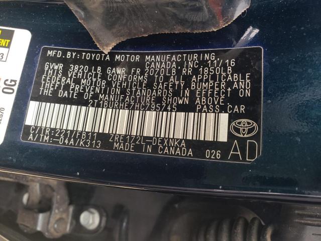 2017 Toyota Corolla L VIN: 2T1BURHE7HC795745 Lot: 52238604