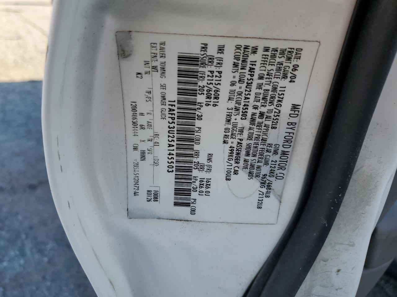 1FAFP53U25A145503 2005 Ford Taurus Se