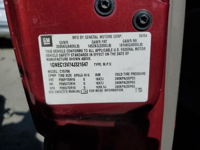 2004 Chevrolet Tahoe C1500 VIN: 1GNEC13V74J321647 Lot: 55520404