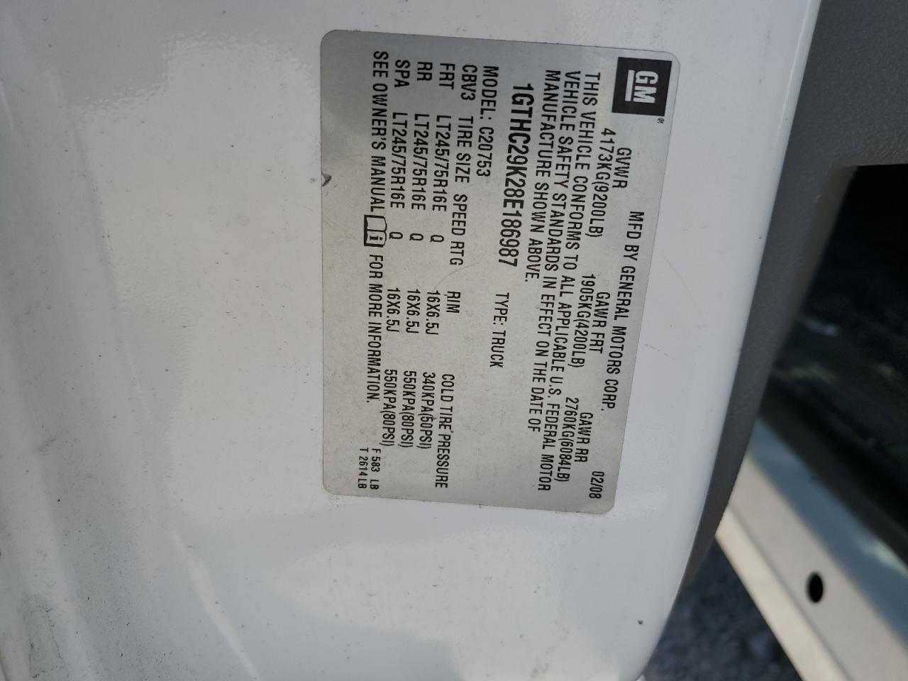 1GTHC29K28E186987 2008 GMC Sierra C2500 Heavy Duty