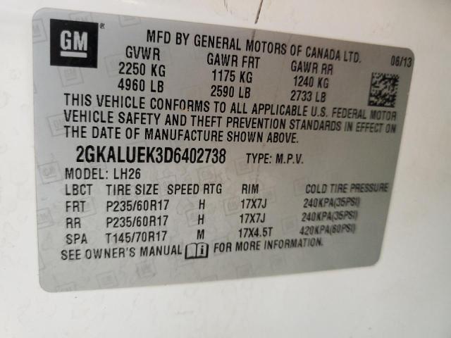 2013 GMC Terrain Slt VIN: 2GKALUEK3D6402738 Lot: 54990334