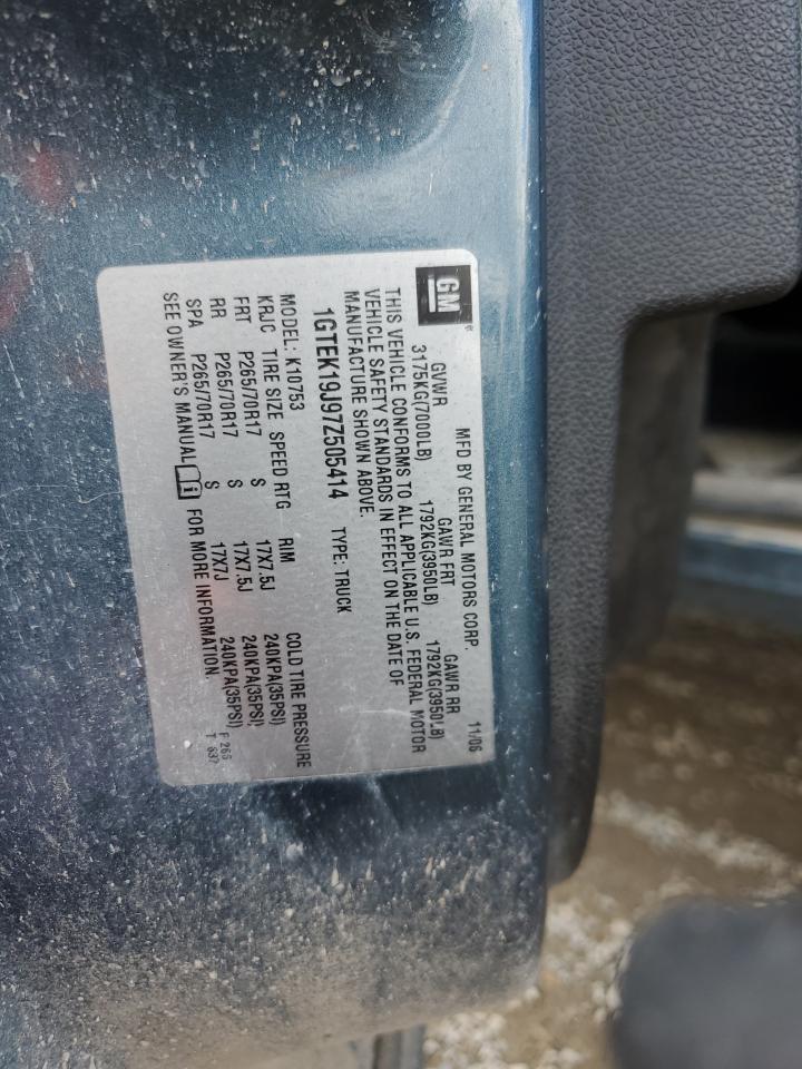 1GTEK19J97Z505414 2007 GMC New Sierra K1500