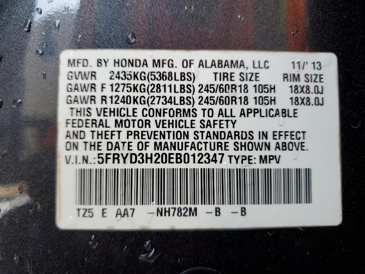 5FRYD3H20EB012347 2014 Acura Mdx