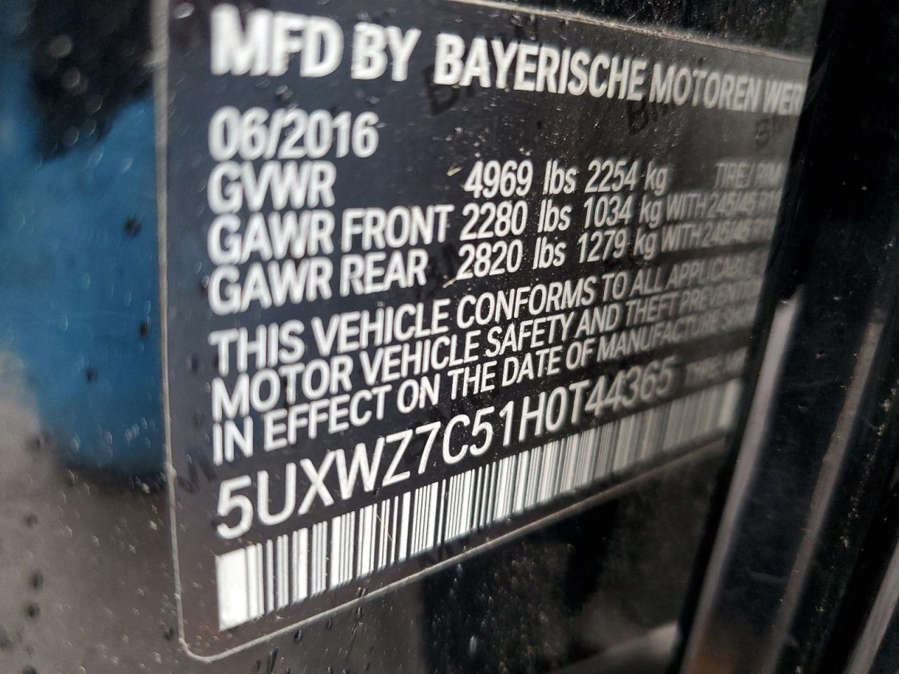 5UXWZ7C51H0T44365 2017 BMW X3 Sdrive28I