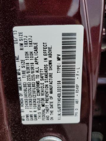 2013 Honda Crosstour Exl VIN: 5J6TF1H54DL003158 Lot: 55742944