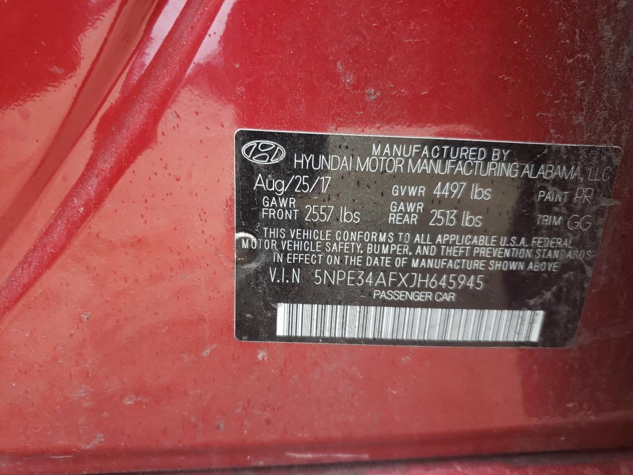 5NPE34AFXJH645945 2018 Hyundai Sonata Sport