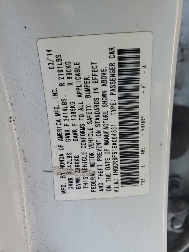 1HGCR6F51EA004831 2014 Honda Accord Hybrid Exl