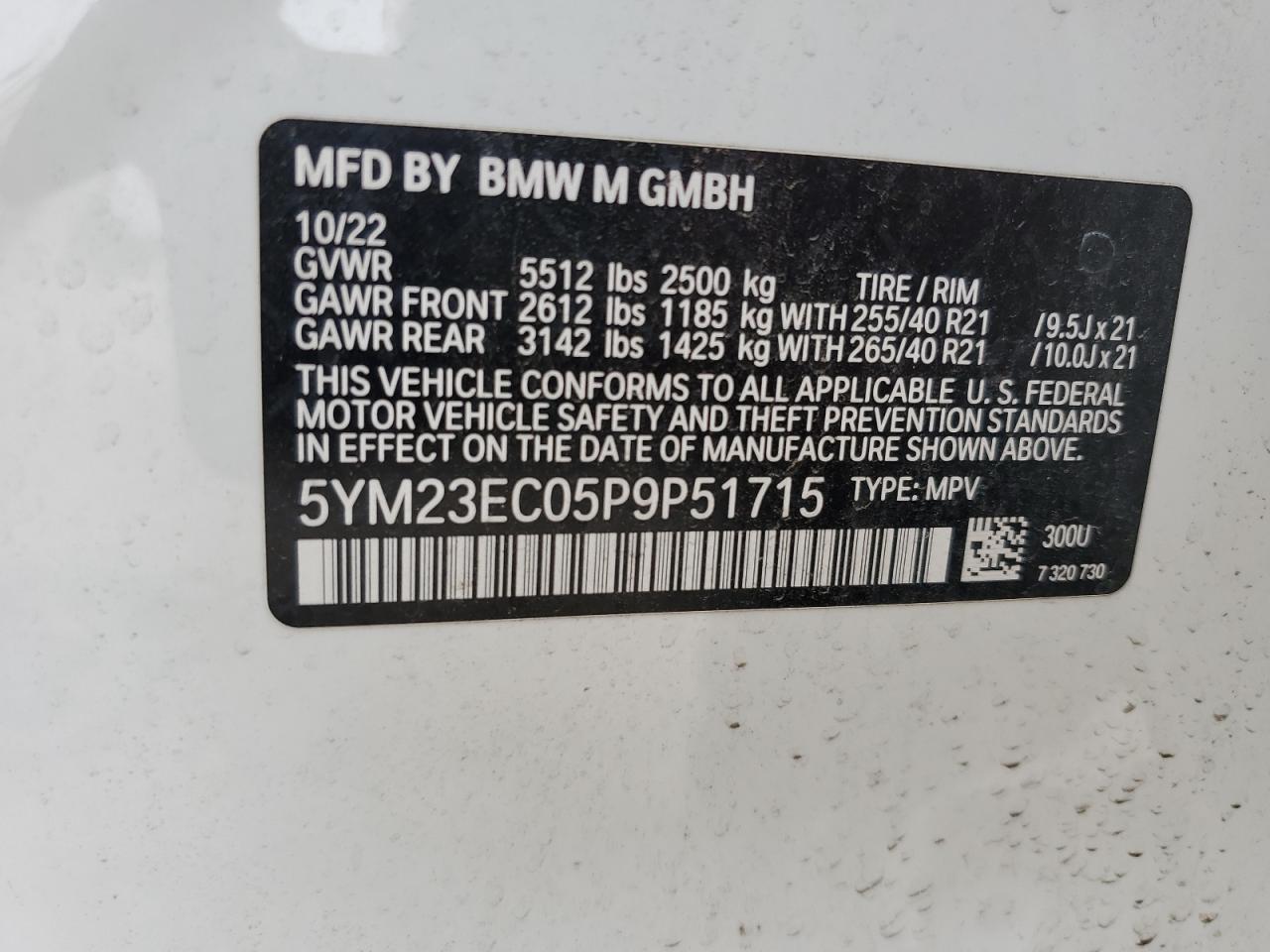 2023 BMW X4 M vin: 5YM23EC05P9P51715