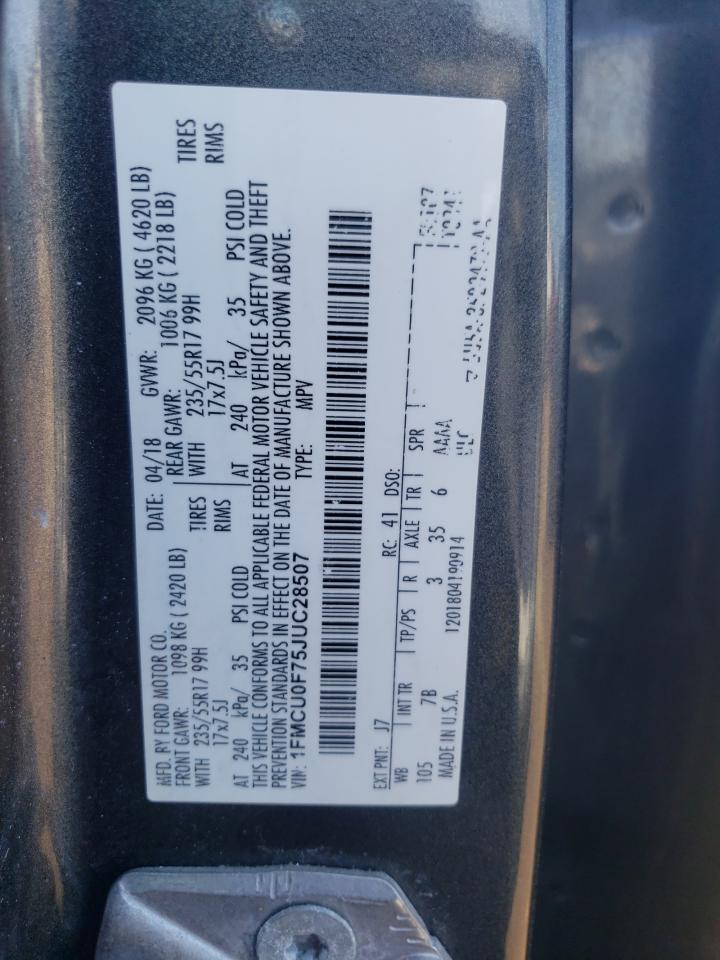 1FMCU0F75JUC28507 2018 Ford Escape S