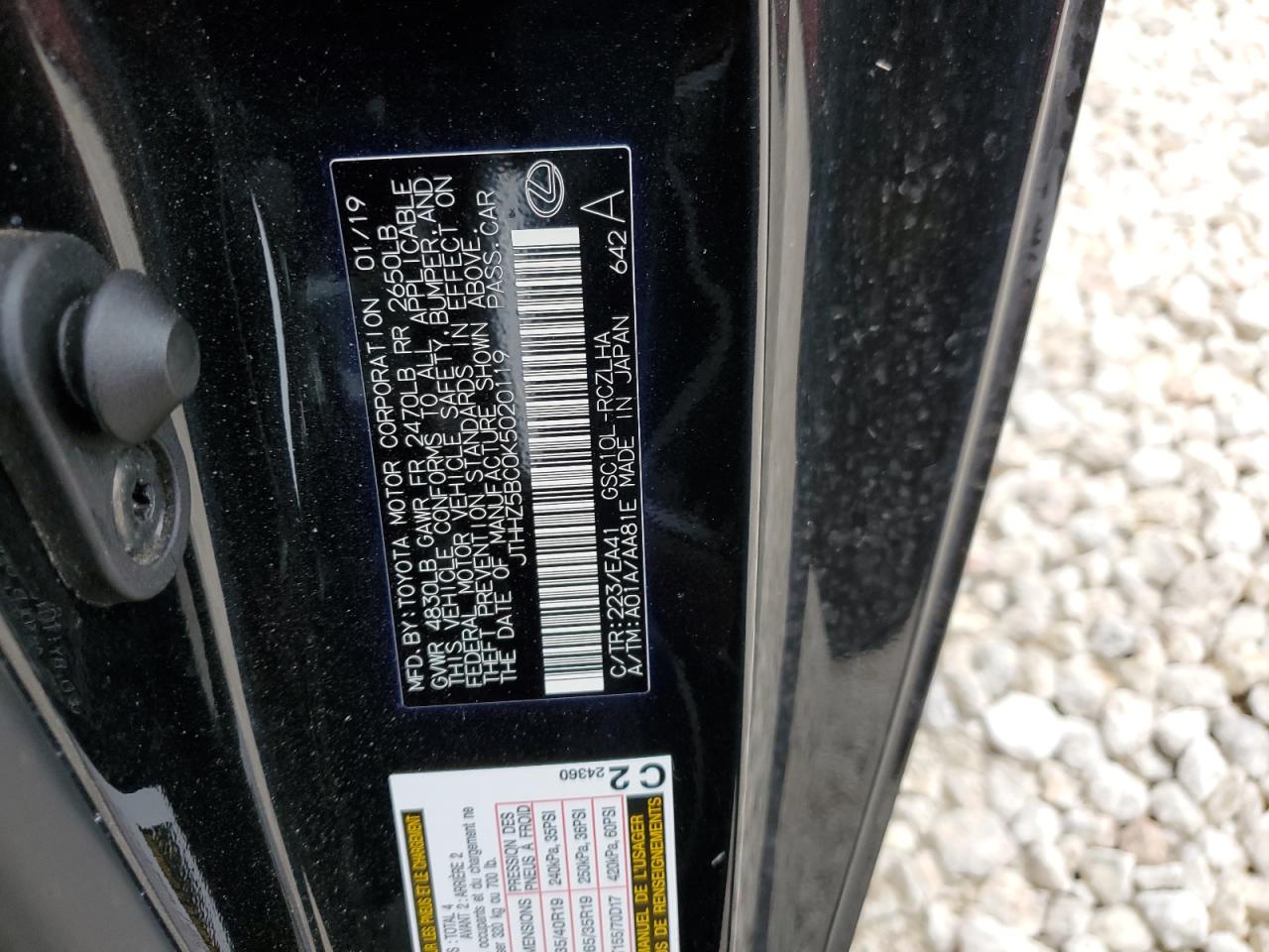 JTHHZ5BC0K5020119 2019 Lexus Rc 350