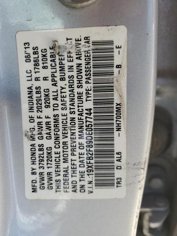 2013 Honda Civic Ex VIN: 19XFB2F89DE057744 Lot: 54775284