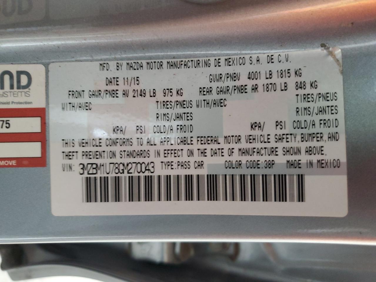 3MZBM1U78GM270043 2016 Mazda 3 Sport