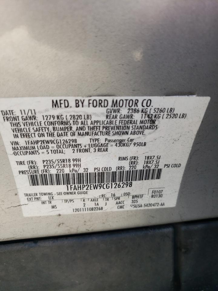 1FAHP2EW9CG126298 2012 Ford Taurus Sel