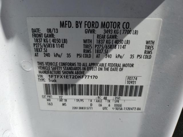2013 Ford F150 Super Cab VIN: 1FTFX1ET2DKF77170 Lot: 56882844