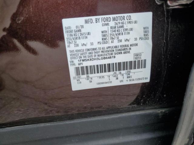 2020 Ford Explorer Xlt VIN: 1FMSK8DH3LGB64819 Lot: 54666314