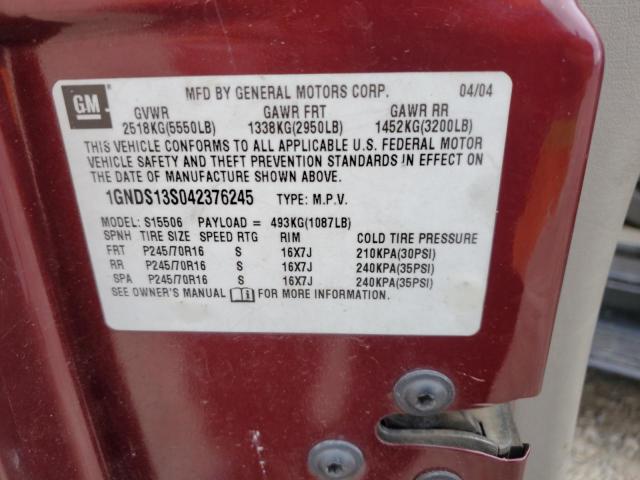 2004 Chevrolet Trailblazer Ls VIN: 1GNDS13S042376245 Lot: 54804434