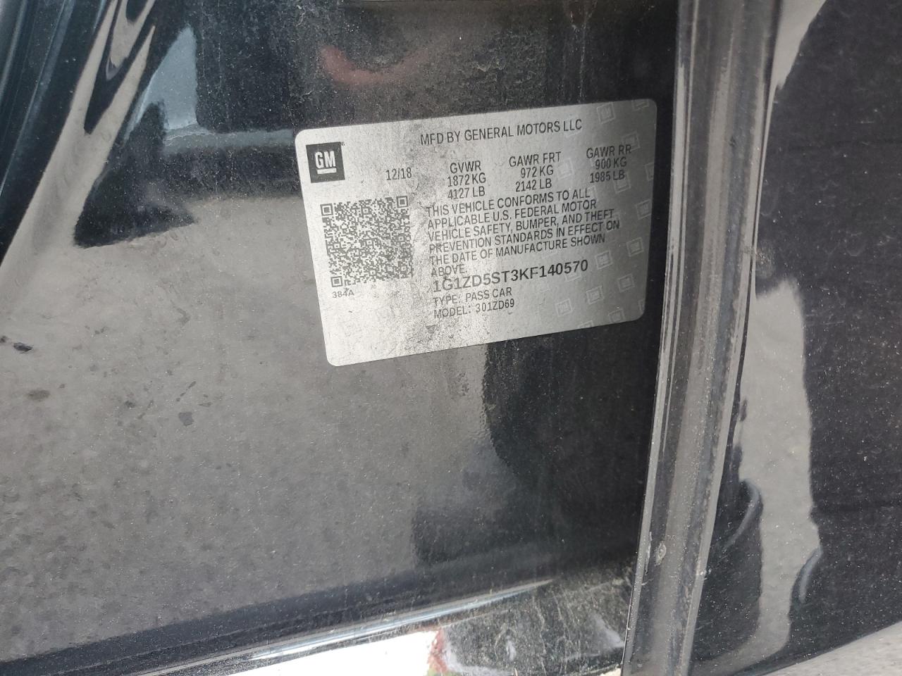 1G1ZD5ST3KF140570 2019 Chevrolet Malibu Lt