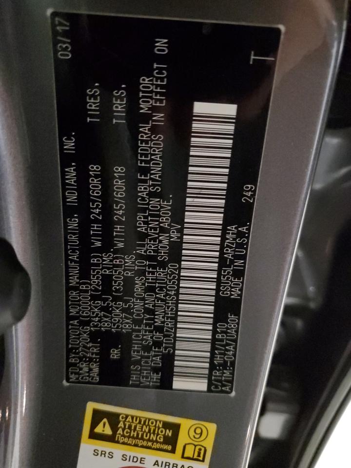 5TDJZRFH5HS405520 2017 Toyota Highlander Se