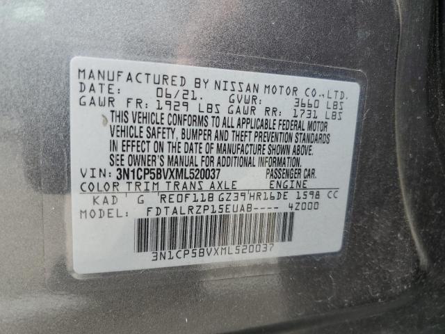 2021 Nissan Kicks S VIN: 3N1CP5BVXML520037 Lot: 56642744