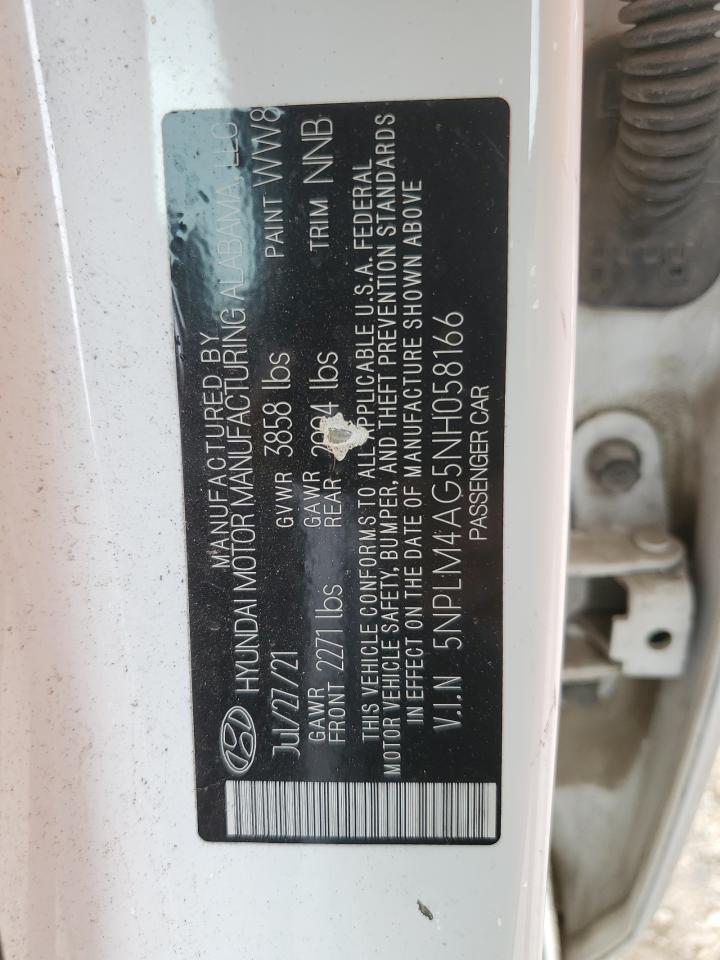 5NPLM4AG5NH058166 2022 Hyundai Elantra Sel