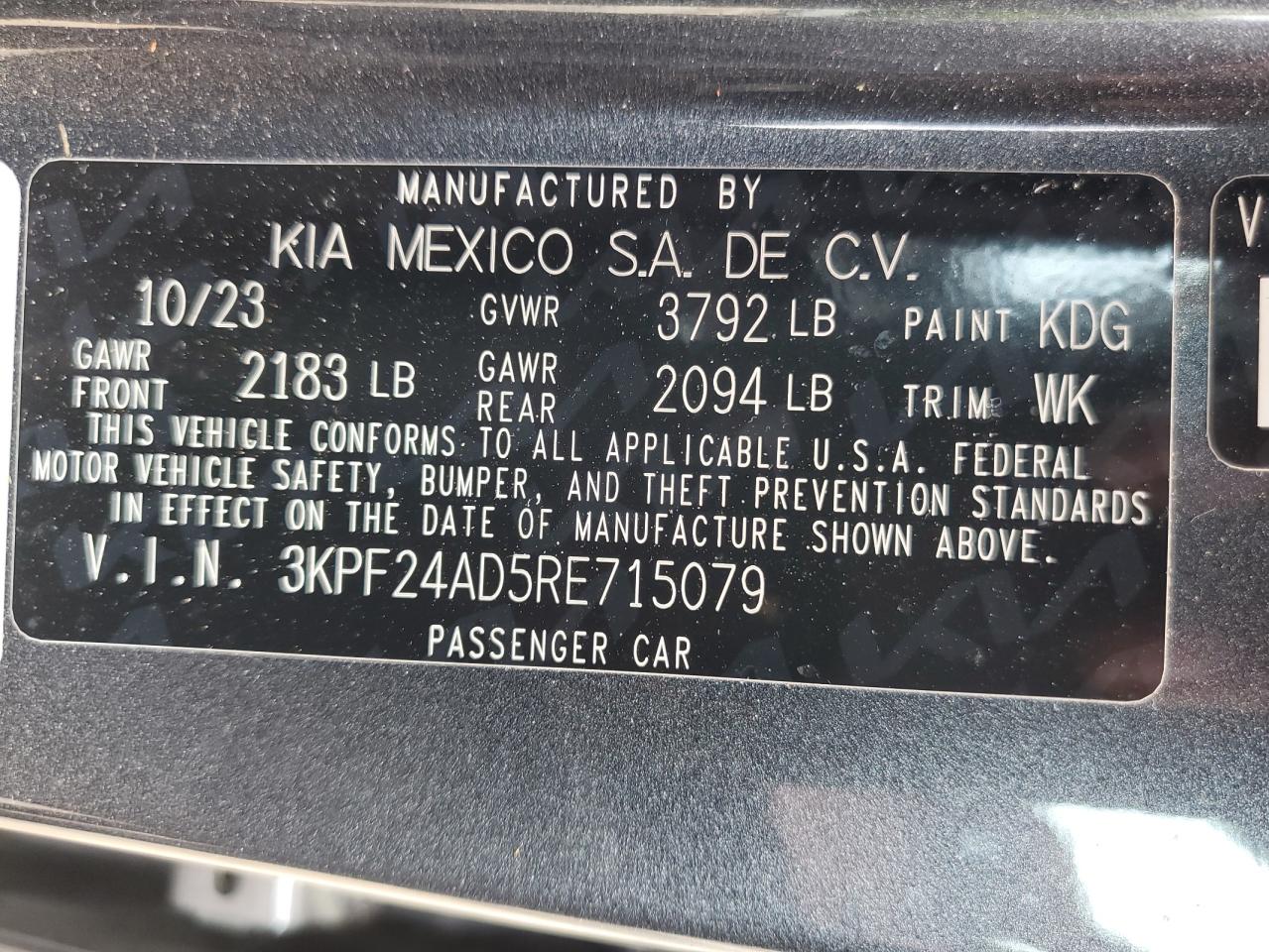 3KPF24AD5RE715079 2024 Kia Forte Lx