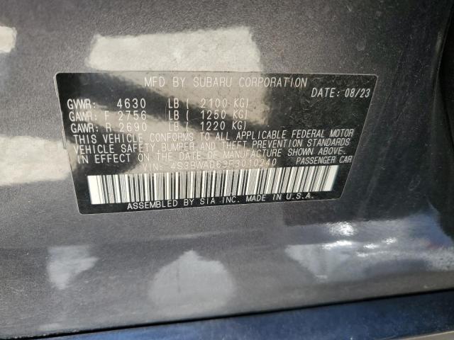 2024 Subaru Legacy Premium VIN: 4S3BWAD63R3010240 Lot: 54376934