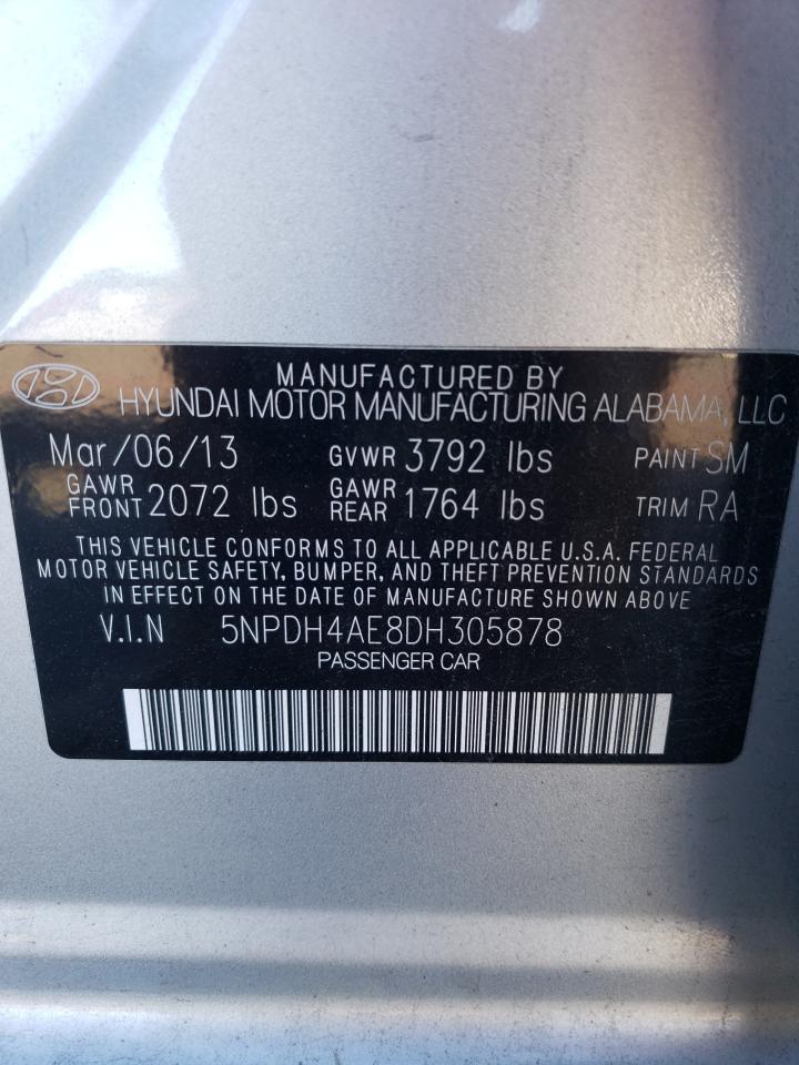 5NPDH4AE8DH305878 2013 Hyundai Elantra Gls