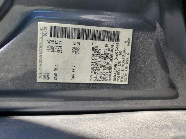 2019 Nissan Maxima S VIN: 1N4AA6AV9KC368540 Lot: 55733244