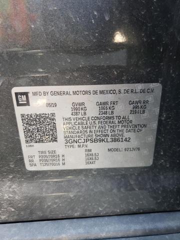 2019 Chevrolet Trax 1Lt VIN: 3GNCJPSB9KL386142 Lot: 53411844