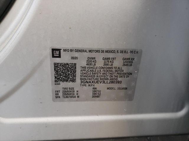 2020 Chevrolet Equinox Lt VIN: 3GNAXUEV3LL280393 Lot: 54788814