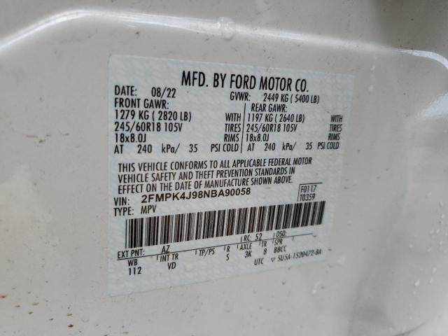 2022 Ford Edge Sel VIN: 2FMPK4J98NBA90058 Lot: 56670004