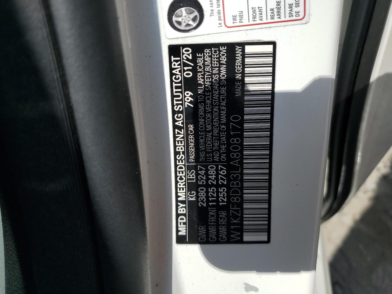 W1KZF8DB3LA808170 2020 Mercedes-Benz E 350